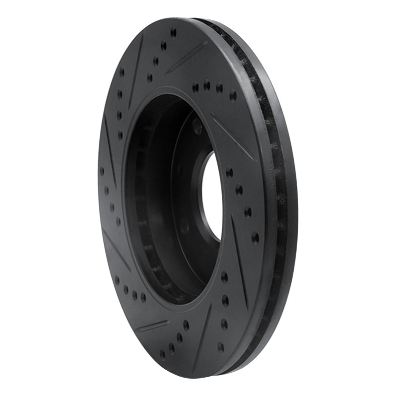 Hyundai Sonata Brake Rotor (1) - Front Right - R1 Concepts - Drilled & Slotted - Black - `01-`03